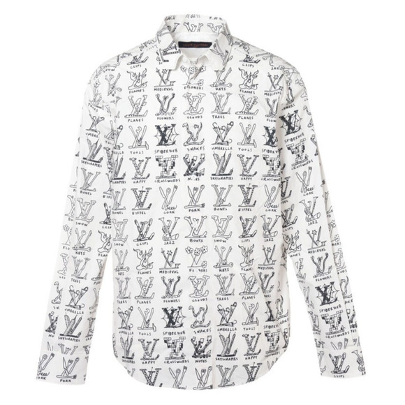 Louis Vuitton Placed Graphic Regular Long Sleeve Monogram Button Up Down Shirt M - Picture 3 of 15